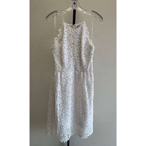 Hitherto White Floral Lace Sleeveless Dress Size 10 #58582 - Picture 1 of 3